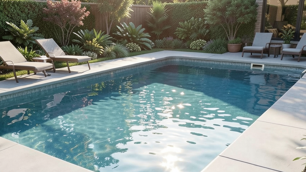 Piscina gunitada con hamaca